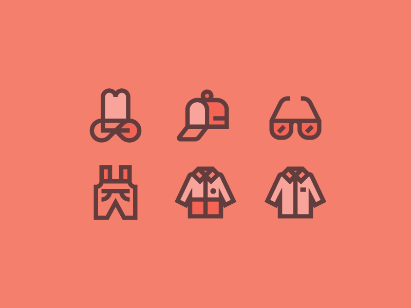 Clothes for Flaticon part II line pack icon fashion wear work uniform shirt glasses cap clothes hat