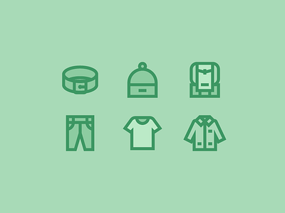 Clothes for Flaticon part III backpack beanie belt coat flaticon icon jacket jeans line pack shirt trousers