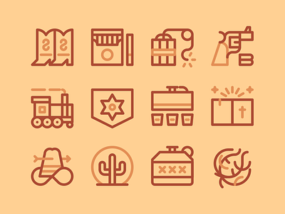 Western for Icon Store - Freebie bible boot cigarette dynamite free gun hat icon pack shot train western