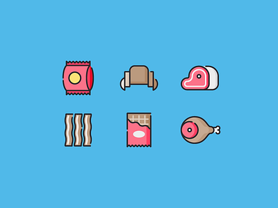 Supermarket for Flaticon part I bacon chips chocolate color fat flaticon food icon meat pack supermarket