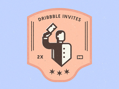 (x2 Dribbble invite) CLOSED badge dribbble halftone invitation invite join texture ticket