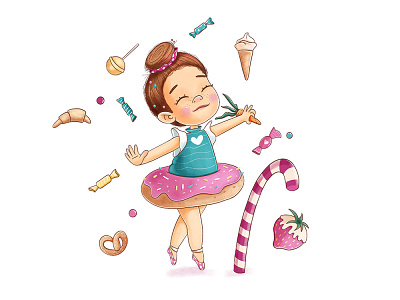 Girl and donut branding design graphic design illustr illustration logo typography vector