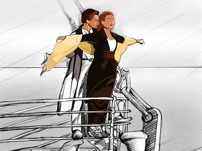 Jack and Rose adobe illustrator boat graphicdesign illustration sketch titanic
