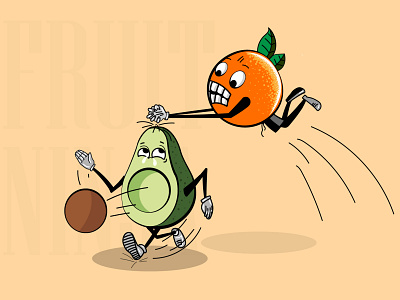 Fruits Ninja adobe illustrator angry art creative fight fruits graphicdesign green illustration orrange vector