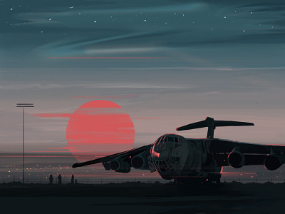 Armored plane adobe illustrator airport armored army army flight design digital art evening flight graphic design illustration photoshop plane sun sunset
