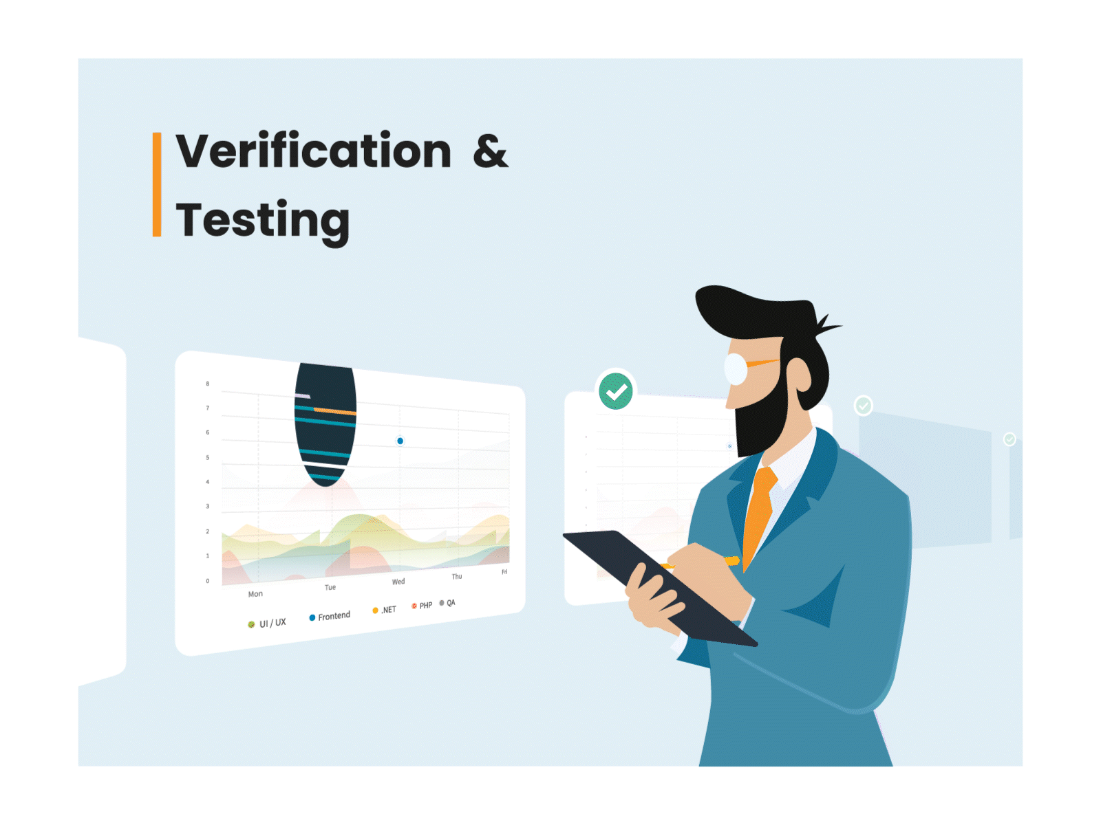 Verification & Testing animation app design bug check code error gif graphic design illustration micro animation qa tester testing ui uiux ux vector verification web web design