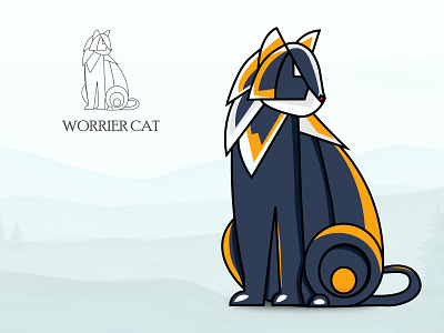 Worrier Cat adobe illustrator cat color design il illustration logo ui vector worrier