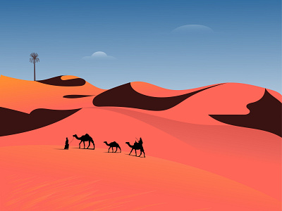 Nature art camel desert illustration illustrator life of desert nature orange vector