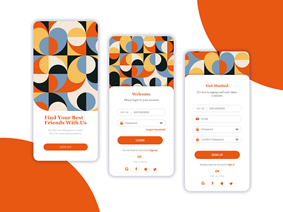 Dating app sign up and login concept bauhaus bauhaus style dating app login dating app signup dating app uiux