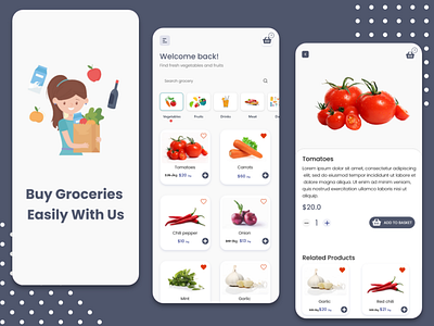 Grocery store app clean design fresh-fruit groceries grocery-store mobile-app orange-app store-app ui ui-app uiux ux