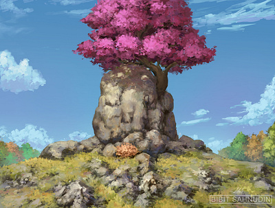 the stone is taking shelter anime artwork background book digitalpainting fantasy landscape