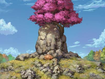 the stone is taking shelter anime artwork background book digitalpainting fantasy landscape