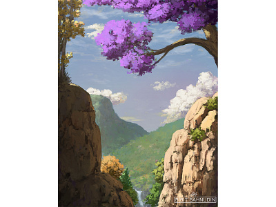 cliff river artwork background digitalpainting environment fantasy