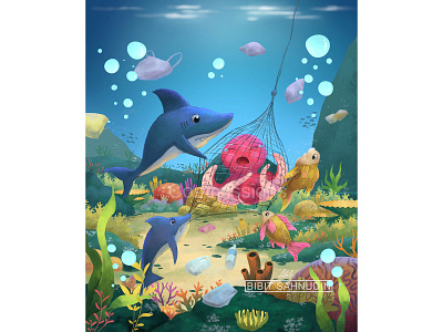 save the octopus artwork background childrenbook digitalpainting environment fantasy illustration