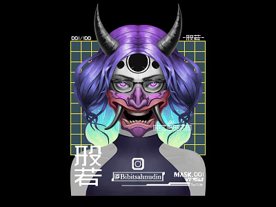 hanya mask 3dpainting apparel artwork digitalpainting fantasy hanyamask illustration japanese mask merchandise t shirt