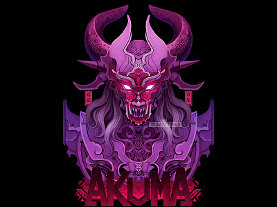 akuma 3dpainting akuma apparel artwork clothing digitalpainting fantasy illustration japanese mask merchandise tshirt