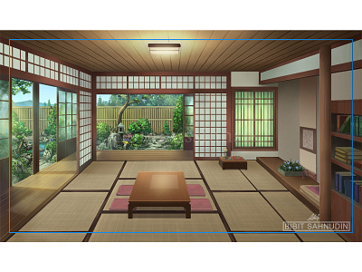 japanese room study architecture artwork background digitalpainting environment fantasy interior japanese