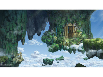 ruins artwork background background game digitalpainting environment fantasy onsky ruins