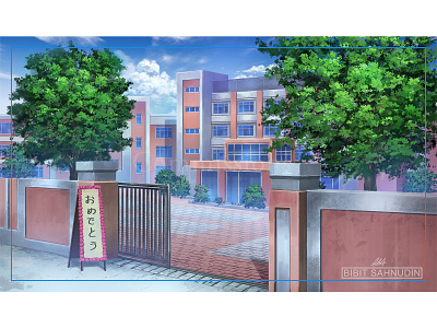 japanese school anime architecture artwork background digitalpainting environment fantasy game art japanese school visual novel