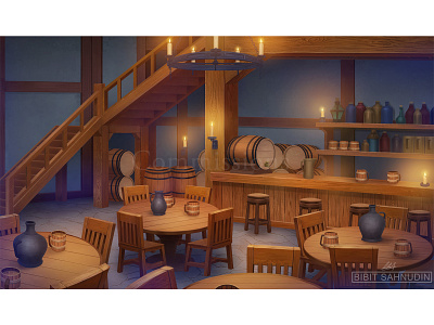 medieval bar anime artwork background bar digitalpainting environment fantasy game art medieval visual novel