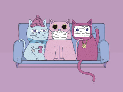 Three cats digital drawing digital illustration graphic design illustration