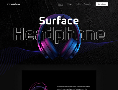 Headphone web design animation bluetooth branding darkwebsite figma graphic design headphone headphonewebsite joy motion graphics music product sound ui