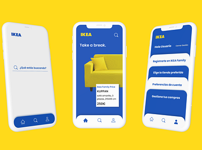 Ikea App Redesign blue design flat ikea logo minimal redesign typography ui ux vector yellow