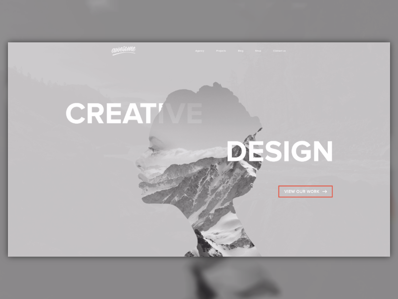 Experiment Homepage double exposure graphic design grey homepage landing page layout minimal photography web website