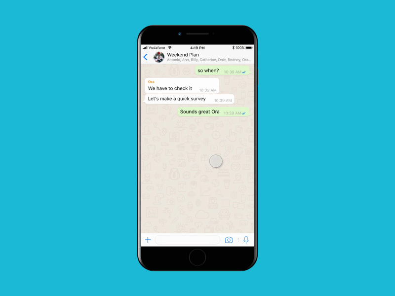 WhatsApp Survey action animation app flinto flow interface iphone sketch survey ui ux whatsapp