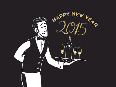 Happy New Year 2015 2015 champaign doodle drawing illustration lettering new year sketch typography