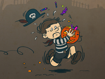 Halloween halloween run little boy candy pumpkin pirate
