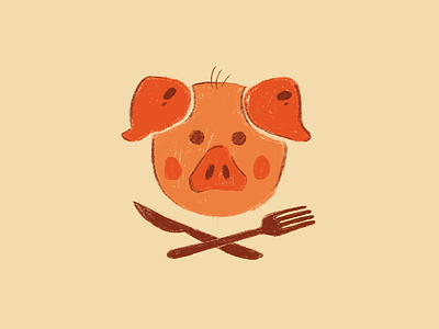 Restaurant 1 design food ham illustration meat pig symbol
