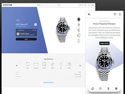 Montro — Details (Early concept) ⏱ desktop detail page details market market place mobile montro platform store watch watch market watches