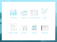 More blue highlighted icons