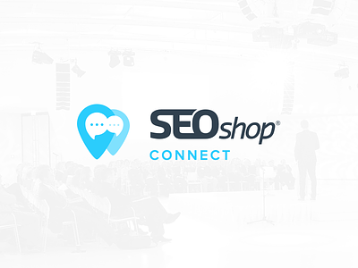 SEOshop Connect blue branding chat connect design event location logo seoshop