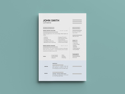 Clean, Professional Resume/CV Template (Print) resume clean resume cv resume design resume template