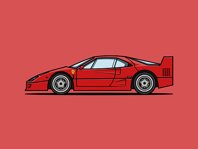 Ferrari F40 design flat illustration illustrator minimal vector