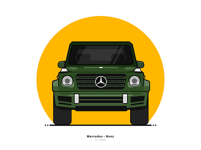 Mercedes-Benz G-Class car circle drawing flat g class graphic graphicdesign green illustration illustrator mercedes mercedes benz outline sketch ui ux vector vehicle white yellow