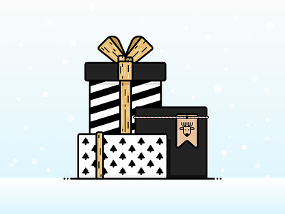 🎄 Merry Christmas 🎄 black black white christmas design gift gold illustration merry christmas merry xmas present snow vector white xmas