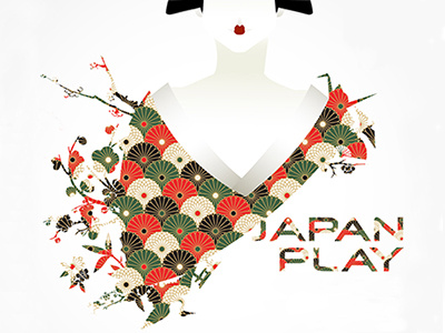 Geisha geisha japan kimono nature origami poster white