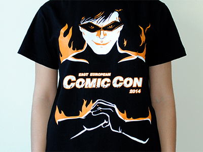 Superhero T-Shirt comic con fight fire flames mask power superhero