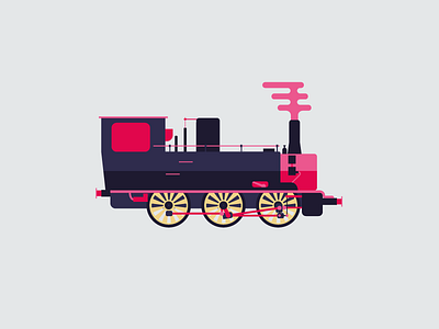 locomotive flat illustration illustrator locomotive rail railway ride train transport travel vector visual