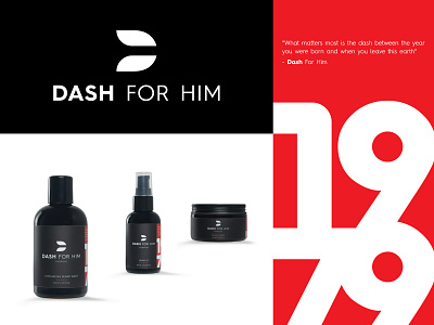Dash For Him badges beard brand branding care d logo gel hair identity illustration jay master design logo men package packaging packaging design typography