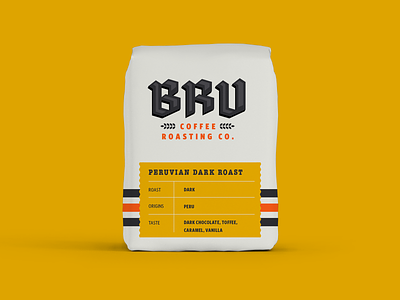 BRU bags bags brand brand identity brand system coffee colors custom type flat illustration flavor logo logo design package packaging print typography