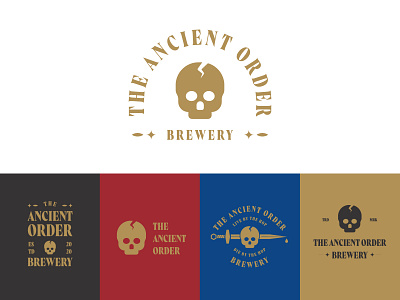 Adobe Live - Ancient Order Brewery badges beer brand branding logo packaging print skull typogaphy typography