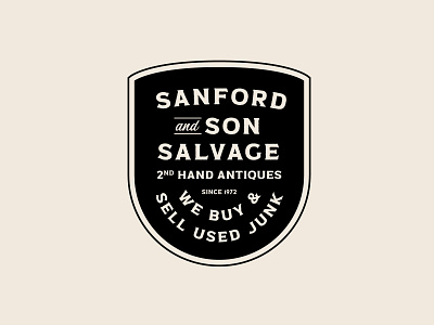 Sanford and Son badges brand branding branding design custom type identity jay master design logo packaging print salvage tv show typography