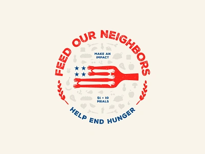 Feed our neighbors brand branding bread flag food fork fruit icons identity illustration jay master design logo meat packaging typography vegetable