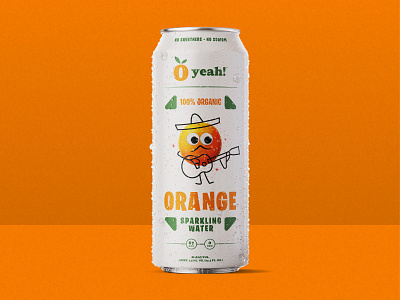 O Yeah! Orange Sparkling Soda branding can googly eyes guitar identity illustration jay master design logo music orange packaging print responsive sparkling water typography
