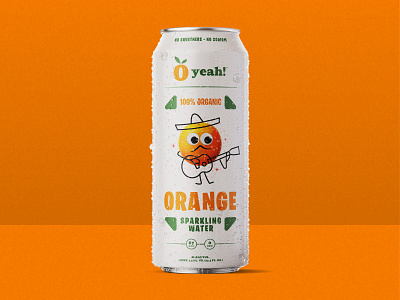 O Yeah! Orange Sparkling Soda branding can googly eyes guitar identity illustration jay master design logo music orange packaging print responsive sparkling water typography