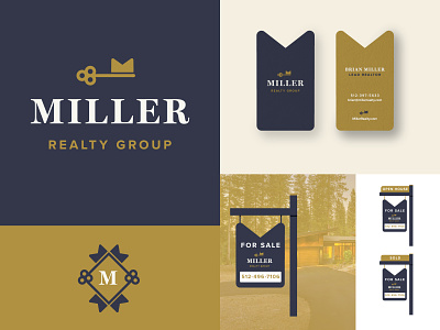 Miller Realty badges brand branding branding design graphic identity jay master design key logo monogram package packaging print real estate real estate branding typography
